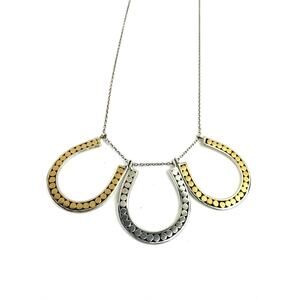 Kathy Kamei Triple Horseshoe Sterling 925 Silver Gold Vermeil Necklace